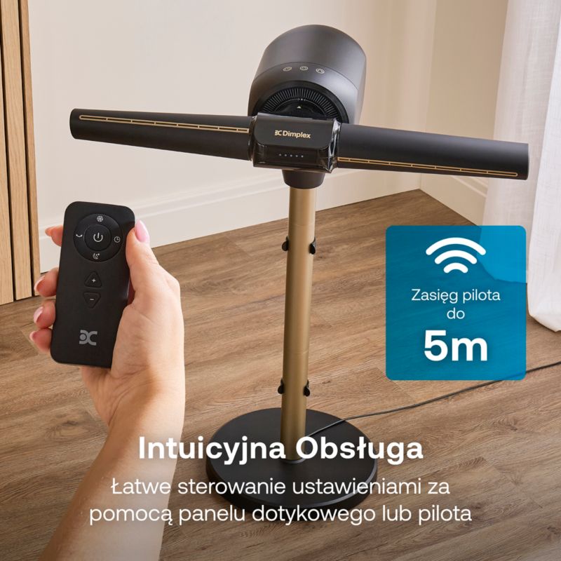 Wentylator bezłopatkowy Dimplex FlexBlade 180 2 kierunki powietrza 5 prędkości 36 dB pilot magnetyczny 1 szt.