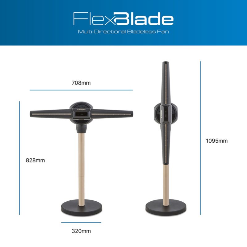 Wentylator bezłopatkowy Dimplex FlexBlade 180 2 kierunki powietrza 5 prędkości 36 dB pilot magnetyczny 1 szt.