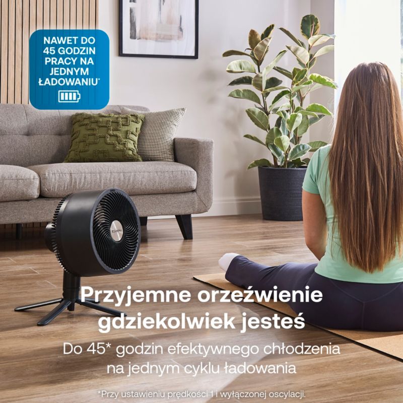 Wentylator Dimplex DUOCOOL Smart 2w1 bezprzewodowy akumulator 45 h 5 prędkości 36 dB czarny 1 szt.
