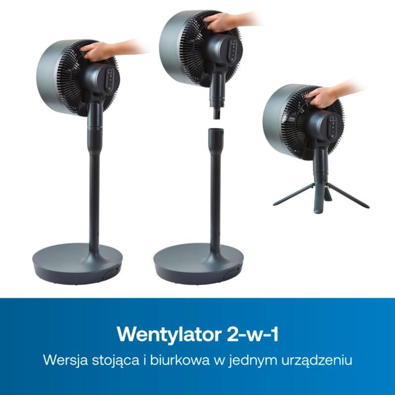 Wentylator Dimplex DUOCOOL Smart 2w1 bezprzewodowy akumulator 45 h 5 prędkości 36 dB czarny 1 szt.