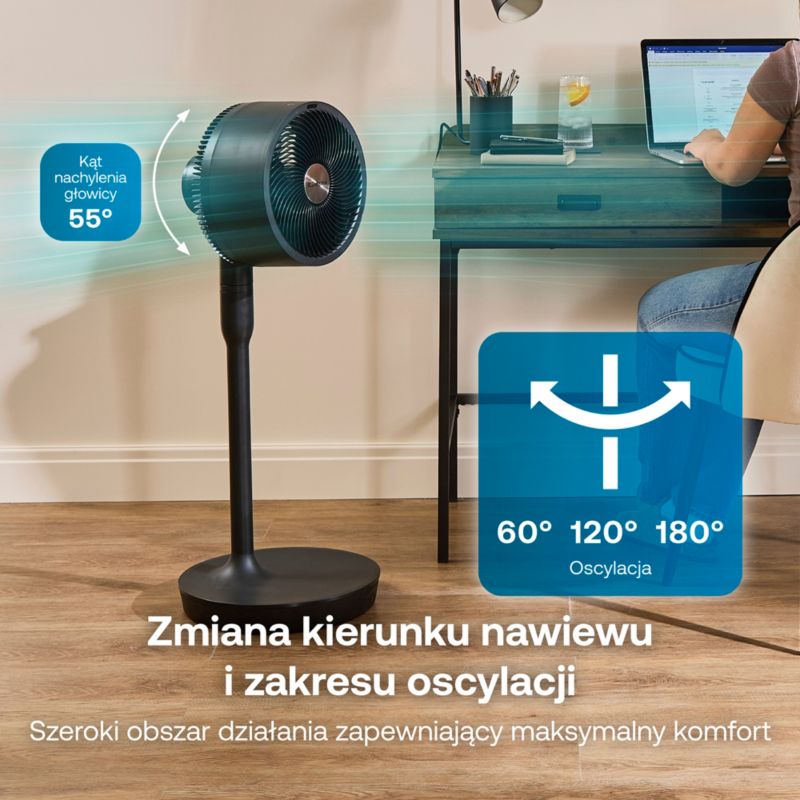 Wentylator Dimplex DUOCOOL Smart 2w1 bezprzewodowy akumulator 45 h 5 prędkości 36 dB czarny 1 szt.