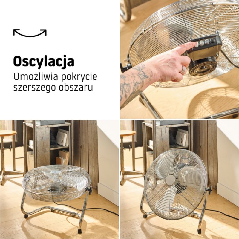 Wentylator podłogowy 45 cm chrom