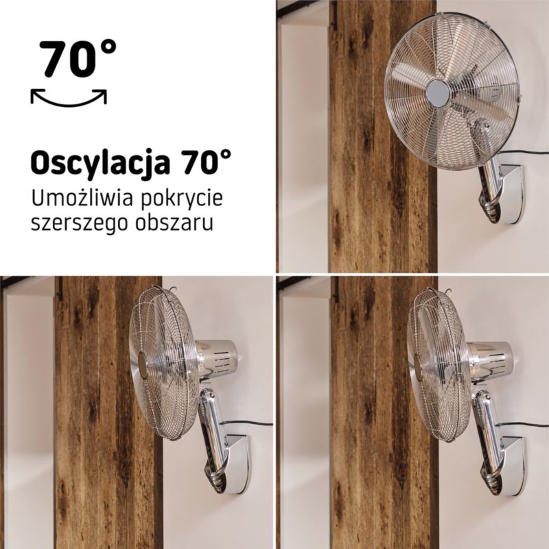 Wentylator ścienny 40 cm chrom