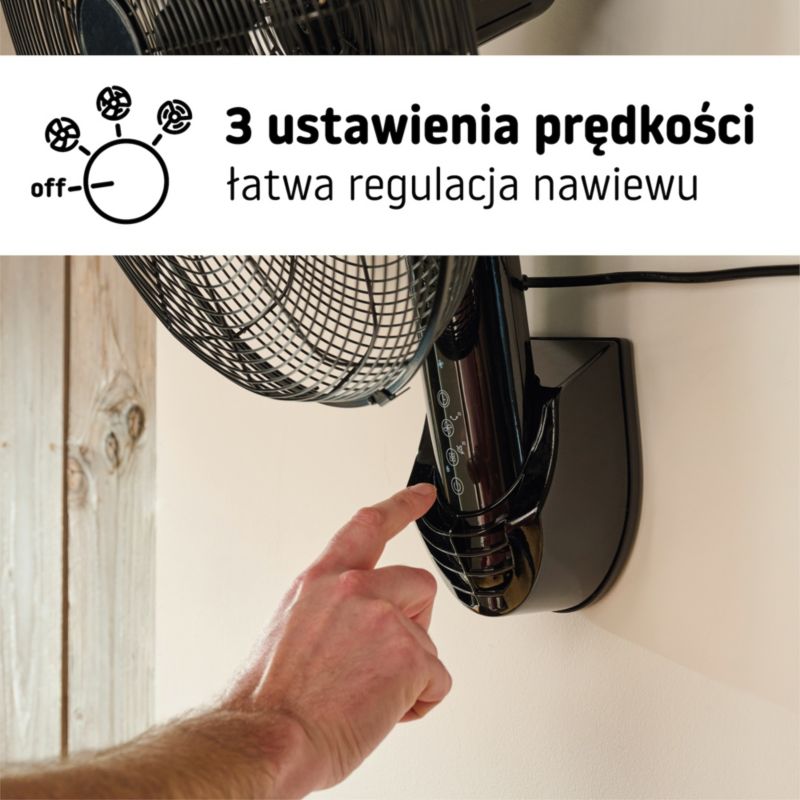 Wentylator ścienny 40 cm czarny