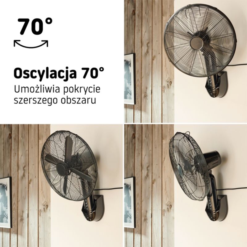 Wentylator ścienny 40 cm czarny