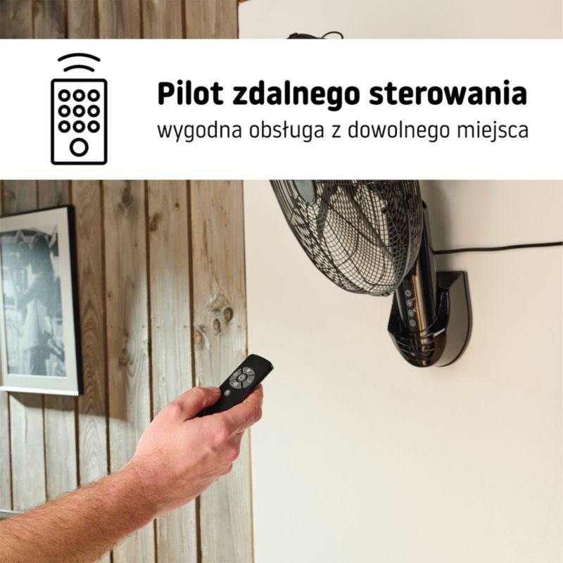 Wentylator ścienny 40 cm czarny