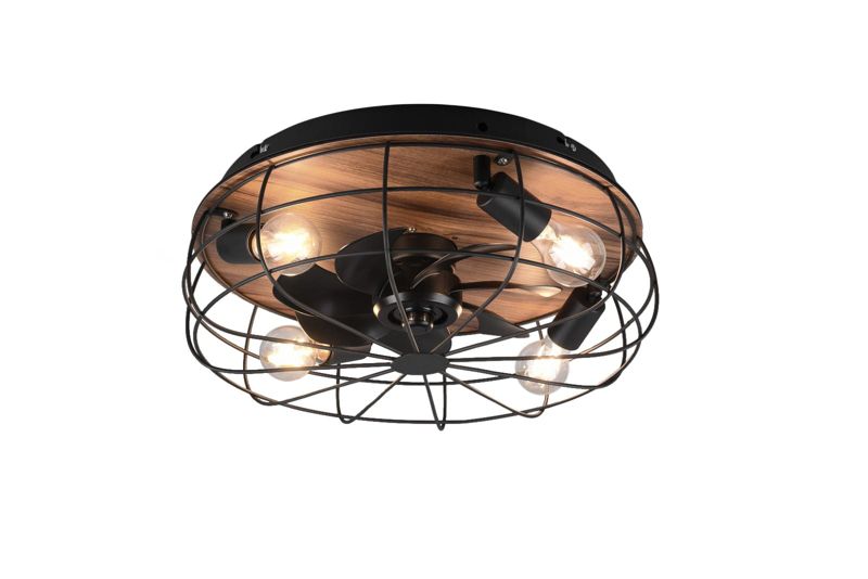 Wentylator sufitowy z lampą RL Trondheim czarno-brązowy LED 10W   Pilot IP20 wym: 17,5 x 48,5 x 48,5 cm - 1 szt.