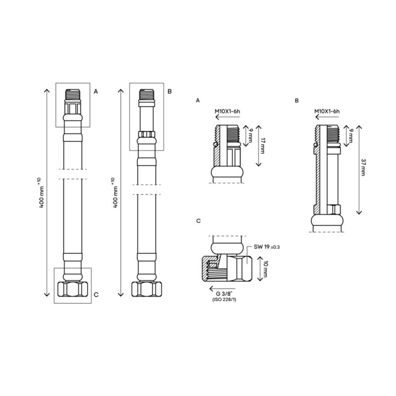 Wężyk Flomasta do baterii M10 x GW3/8" 40 cm 2 szt.