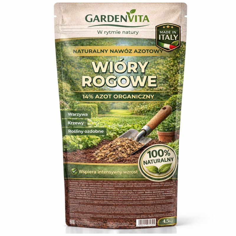 Wióry Rogowe GARDENVITA 4,5kg Mączka Rogowa Naturalny Nawóz Azotowy, 1szt.