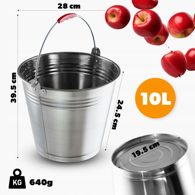Wiadro KADAX Stalowe Przemysłowe Rączka 10L metal 1szt.