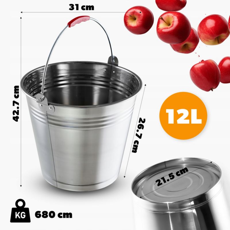 Wiadro KADAX Stalowe Przemysłowe Rączka 12L metal 1szt.