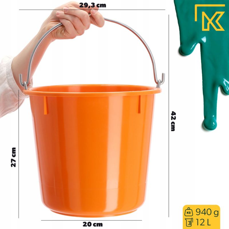 Wiadro KADAX Wiaderko Budowlane 12L 25kg mocne 2szt.
