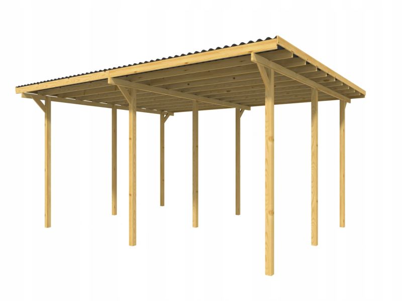 Wiata garażowa podwójna RSCBis wysoka 595x495 cm dach z płyty PVC 1 szt.
