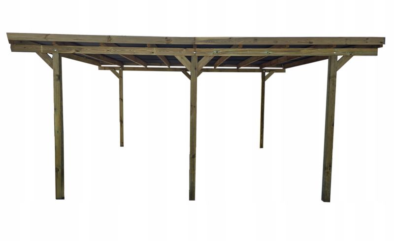 Wiata garażowa RSCBis drewniana 400 x 500 cm z dachem PCW i 2 ścianami bocznymi 1 kpl