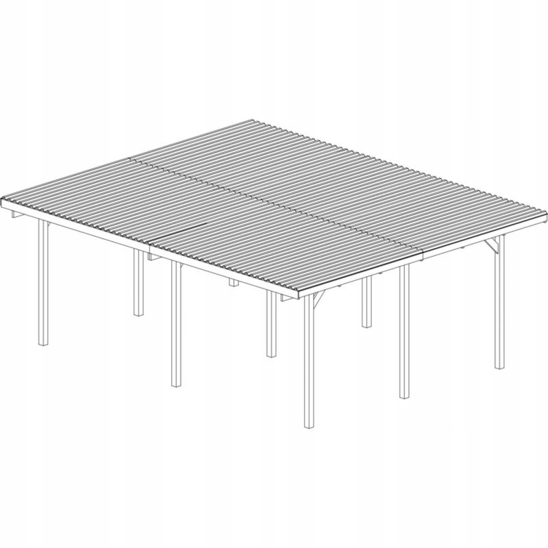 Wiata garażowa RSCBis drewniana 595 x 495 cm podwójna dach PVC 2 ściany boczne 1 szt.
