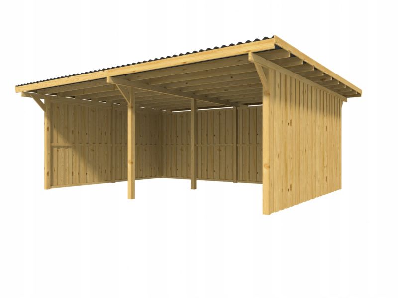 Wiata garażowa RSCBis V3 podwójna 595 x 495 cm z płytą PVC i 6 ścianami 1 szt.