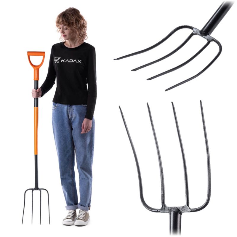 Widły Gospodarcze KADAX 4 Zębne Do Kompostu Siana metalowe Ergo 132cm 1szt.