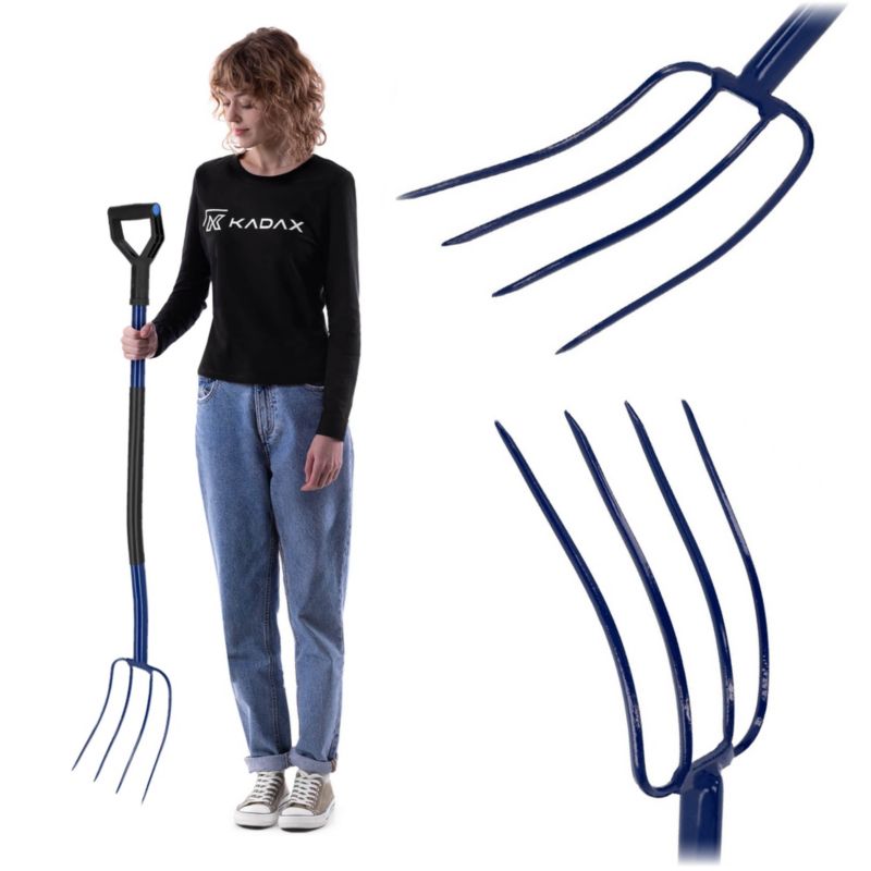 Widły Gospodarcze KADAX Ogrodowe 4 Zębne metalowe Do Kompostu Siana 130cm 1szt.