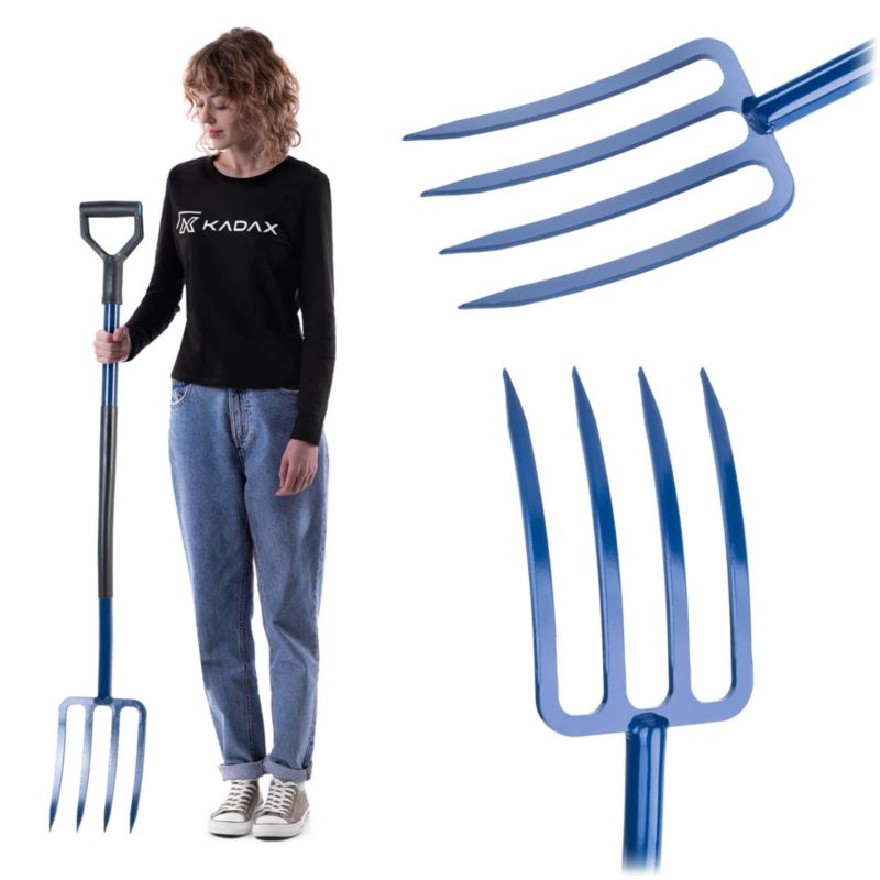 Widły Ogrodowe KADAX Do Kopania Kompostu 4 Zębne metalowe Solidne 130cm 1szt.