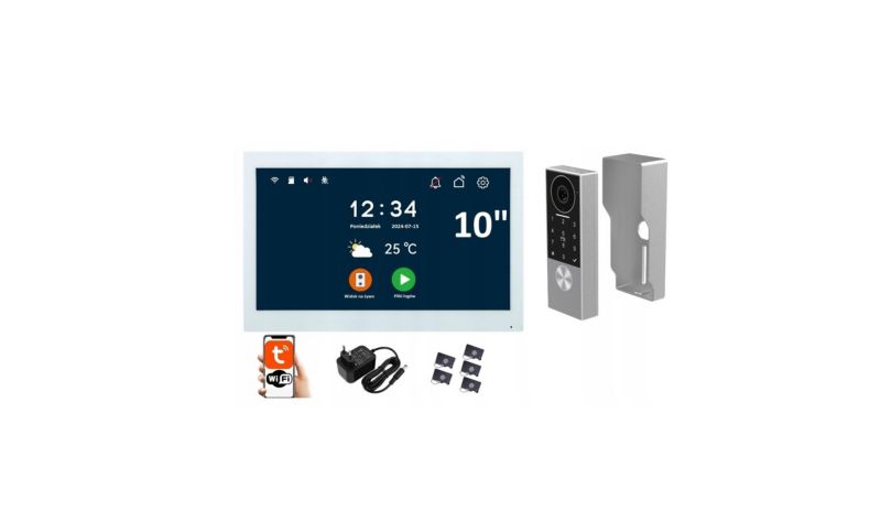 Wideodomofon Reer Ips Kw07 Wifi 1080P App 10' Tuya 2 Żyłowy Pastylki Klawiatura 1 szt