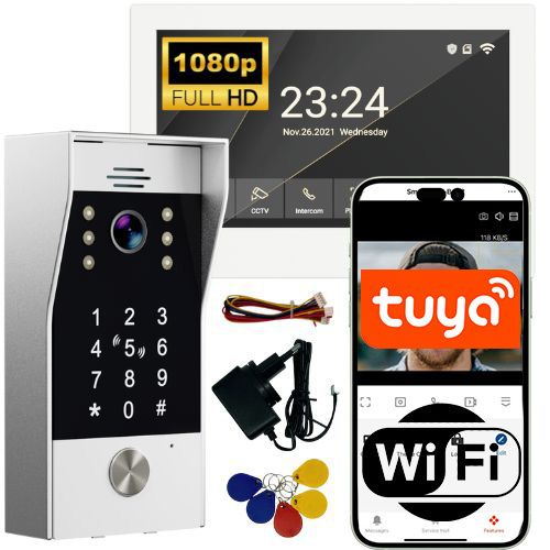 Wideomofon Sone 2-przewodowy WiFi 7" FullHD z klawiaturą kodową i RFID 1 szt.