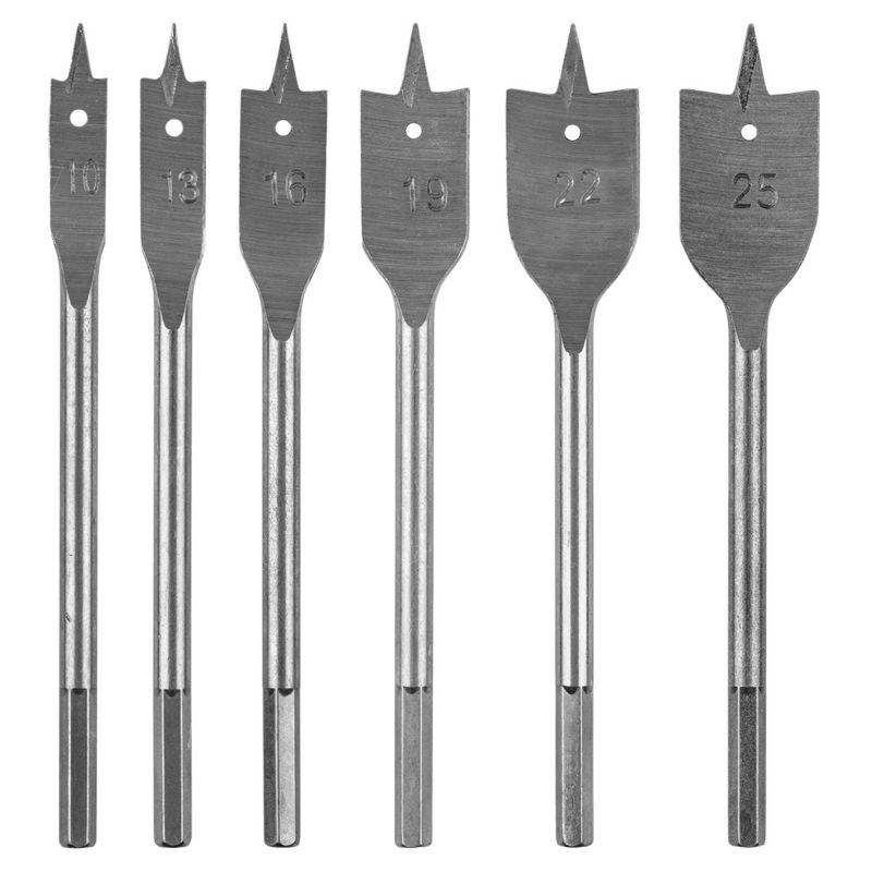 Wiertła do drewna łopatkowe GRAPHITE 10,13,16,19,22,25 mm, zestaw 6 szt 1 kpl