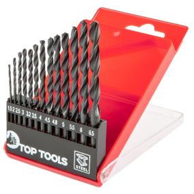 Wiertła do metalu Top Tools 1.5, 2.0, 2.5, 3.0, 3.2, 3.5, 4.0, 4.2, 4.8, 5.0, 5.5, 6.0, 6.5 mm 1 kpl.
