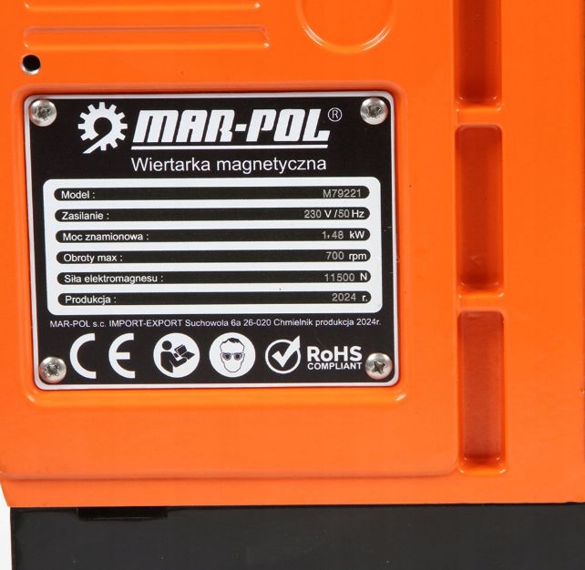 Wiertarka magnetyczna stołowa MAR-POL gwinciarka magnesowa 11500N 1480w 1szt.