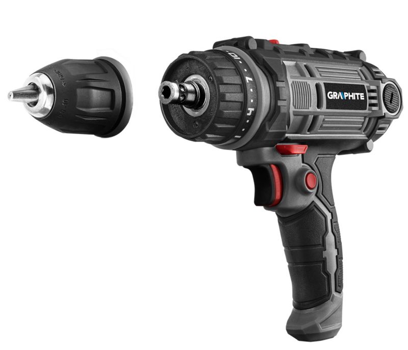 Wiertarko-wkrętarka sieciowa GRAPHITE 300 W, uchwyt samozaciskowy 10 mm, walizka 1 szt