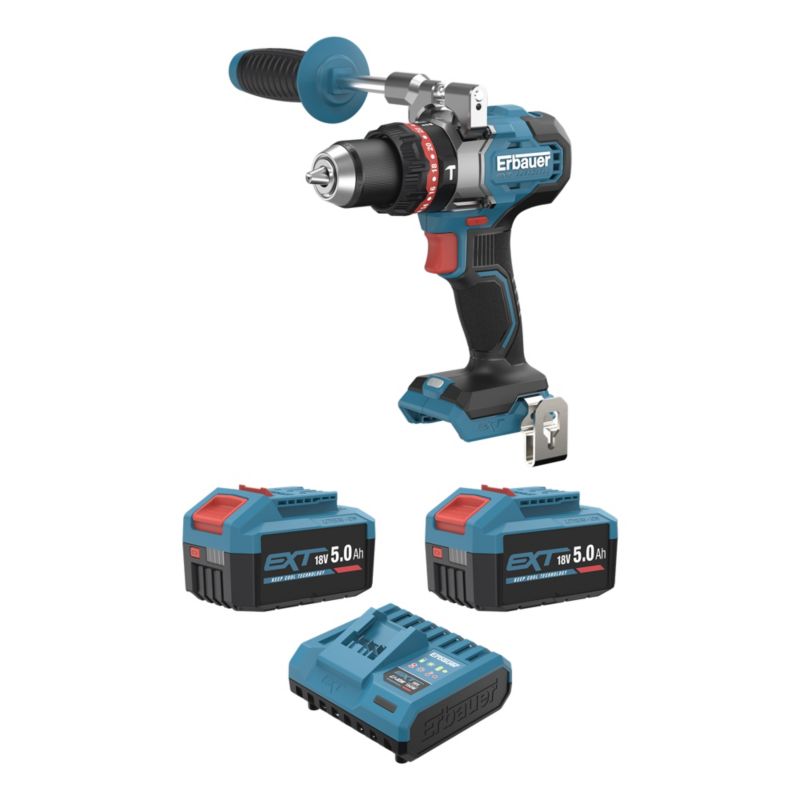 Wiertarko-wkrętarka Erbauer G2 bezszczotkowa 18 V 2 x 5 Ah