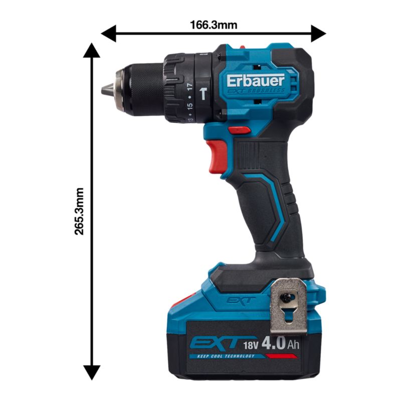 Wiertarko-wkrętarka + zakrętarka udarowa Erbauer G2 18 V 2 x 4,0 Ah