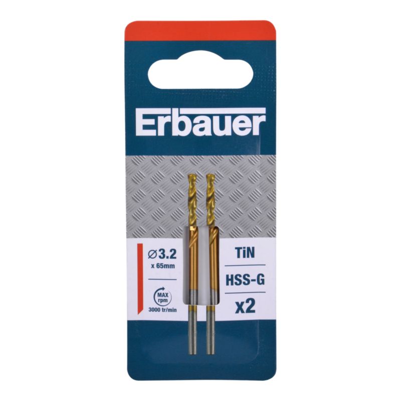 Wiertło do metalu Erbauer TiN HSS 3,2 mm 2 szt.