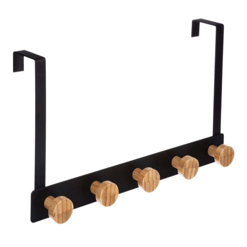Wieszak na drzwi Bamboo Black 5 haczyków 5five Simply Smart czarny 33 cm 1 szt.