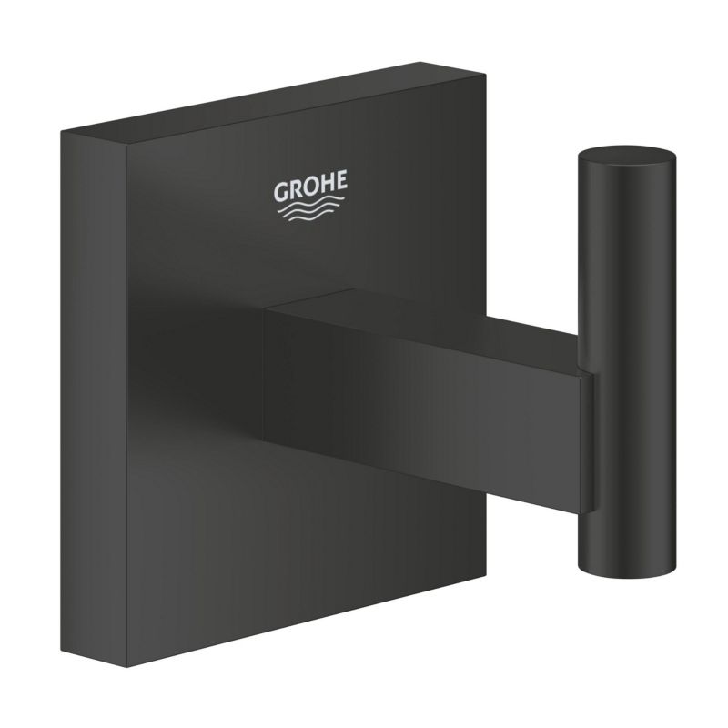 Wieszak na ręcznik Grohe Start Cube czarny, metalowy, montaż przykręcany/klejony, 1 szt.