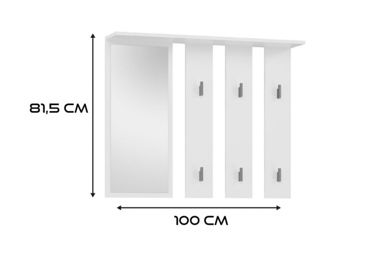 Wieszak Topeshop Parma Biel Mat z Lustrem i Półką 15x100x81,5 cm 1 szt.