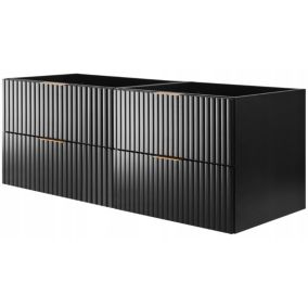 Wisząca Szafka Łazienkowa Furnidea 120 cm czarny mat ryflowana 4 szuflady Flow 1 szt.