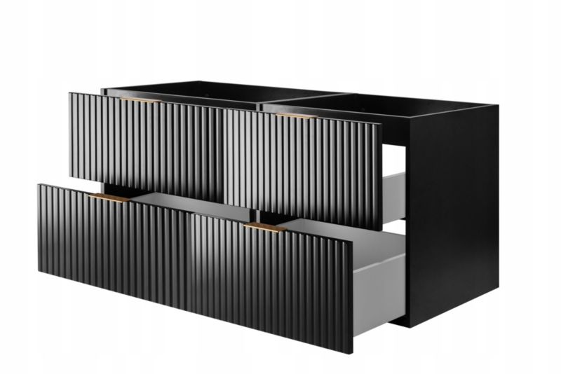 Wisząca Szafka Łazienkowa Furnidea 120 cm czarny mat ryflowana 4 szuflady Flow 1 szt.