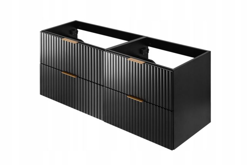 Wisząca Szafka Łazienkowa Furnidea 120 cm czarny mat ryflowana 4 szuflady Flow 1 szt.