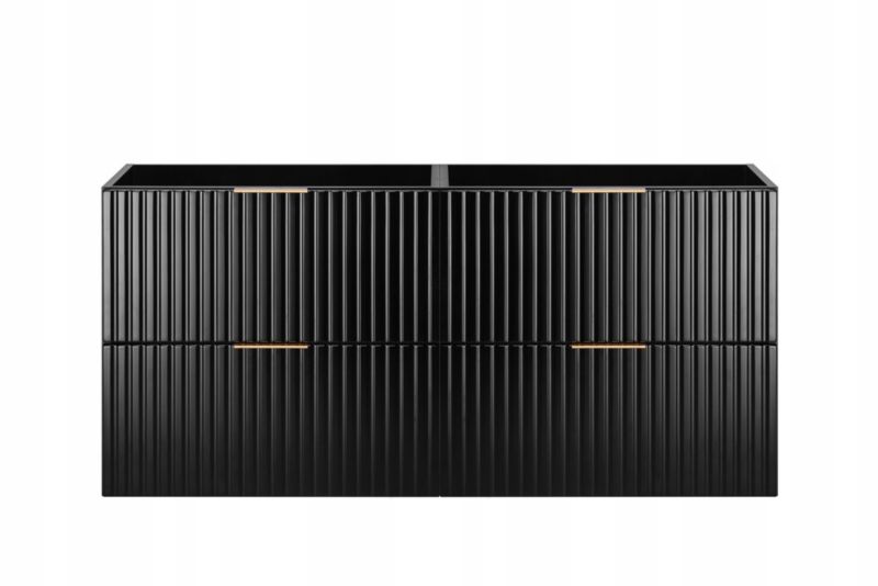 Wisząca Szafka Łazienkowa Furnidea 120 cm czarny mat ryflowana 4 szuflady Flow 1 szt.