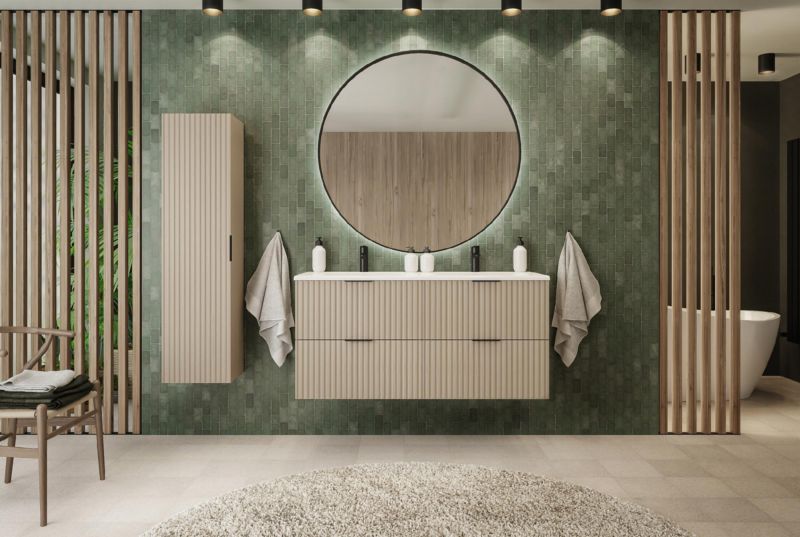 WISZĄCA Szafka Łazienkowa Furnidea 160 cm Ryflowana 4 Szuflady Kaszmir Wisząca 1 szt.