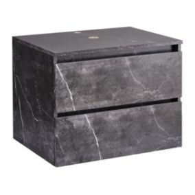 Wisząca szafka pod umywalkę Serra 60 cm Czarny marmur 1 szt.