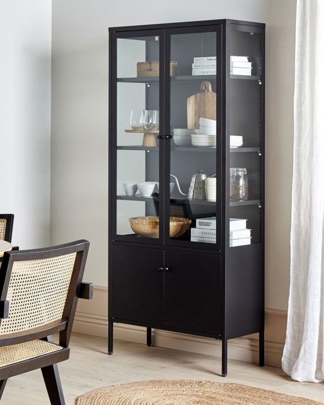 Witryna Oxted Metal 80 cm 35 cm Czarny 1 szt.