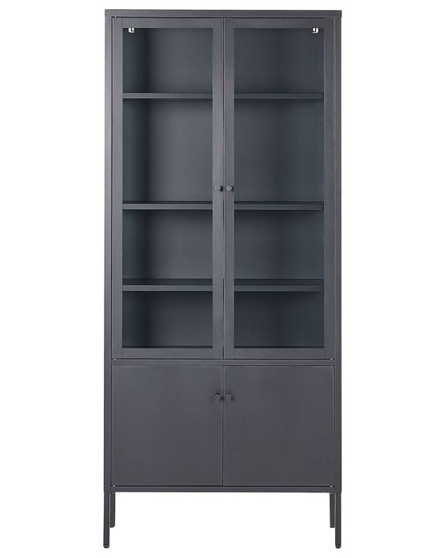 Witryna Oxted Metal 80 cm 35 cm Czarny 1 szt.