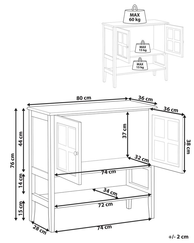 Witryna Z półką Inlet Drewno 80 cm 36 cm Biały 1 szt.
