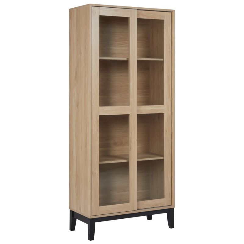 Witryna ze szklaną gablotą Rumson 80 cm Jasnobrązowy 1 szt.