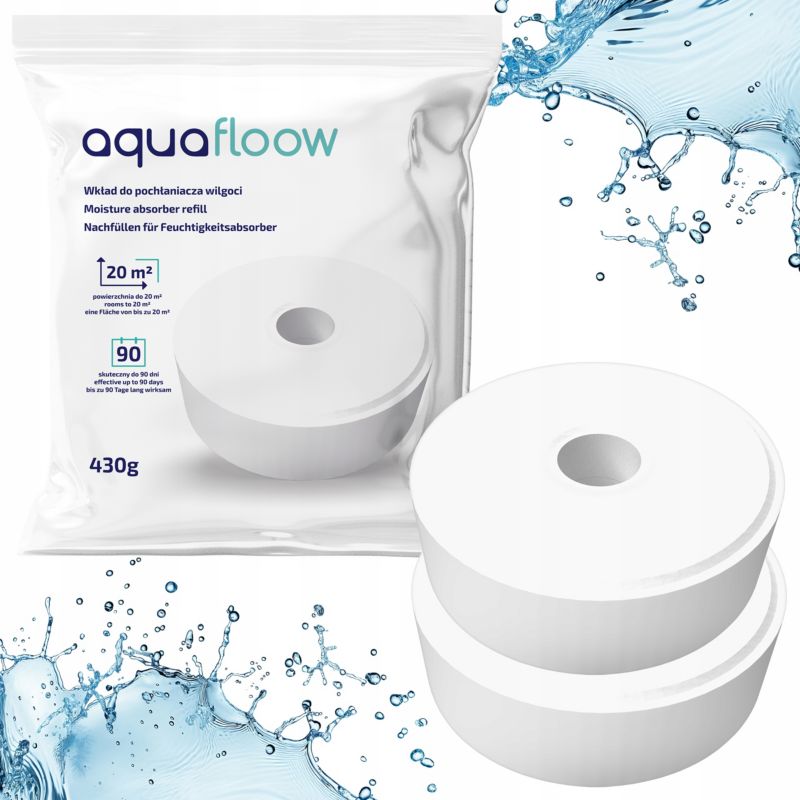 Wkład do pochłaniacza wilgoci, AquaFloow, tabletki, bezzapachowe, uniwersalne, 2x 430g, 2szt