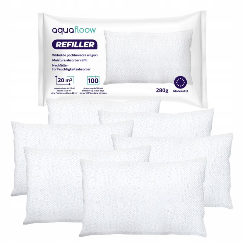 Wkład do pochłaniaczy wilgoci, AquaFloow, uniwersalny, bezzapachowy, osuszacz powietrza, 280g, 6szt