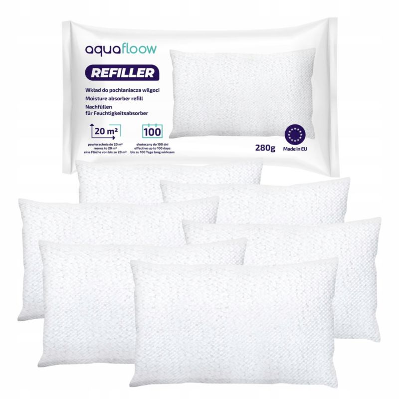 Wkład do pochłaniaczy wilgoci, AquaFloow, uniwersalny, bezzapachowy, osuszacz powietrza, 280g, 6szt