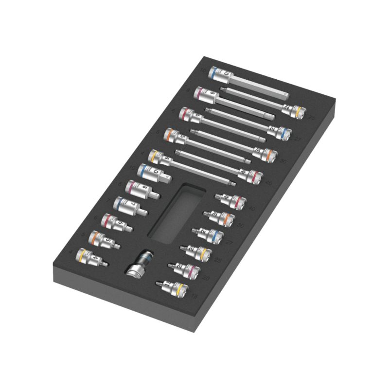 Wkładka piankowa Wera 9723 z kluczami trzpieniowymi nasadowymi Zyklop 3/8" B, Set 1, 22 części, 05150113001, 1szt.