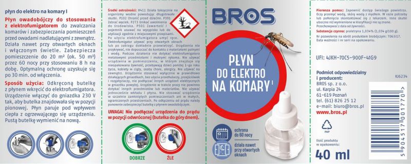 Wkład do elektrofumigatora Bros na komary 40 ml na noc